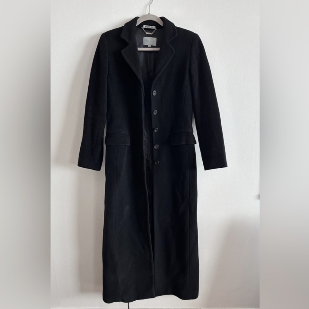 Jigsaw black wool blend maxi city coat